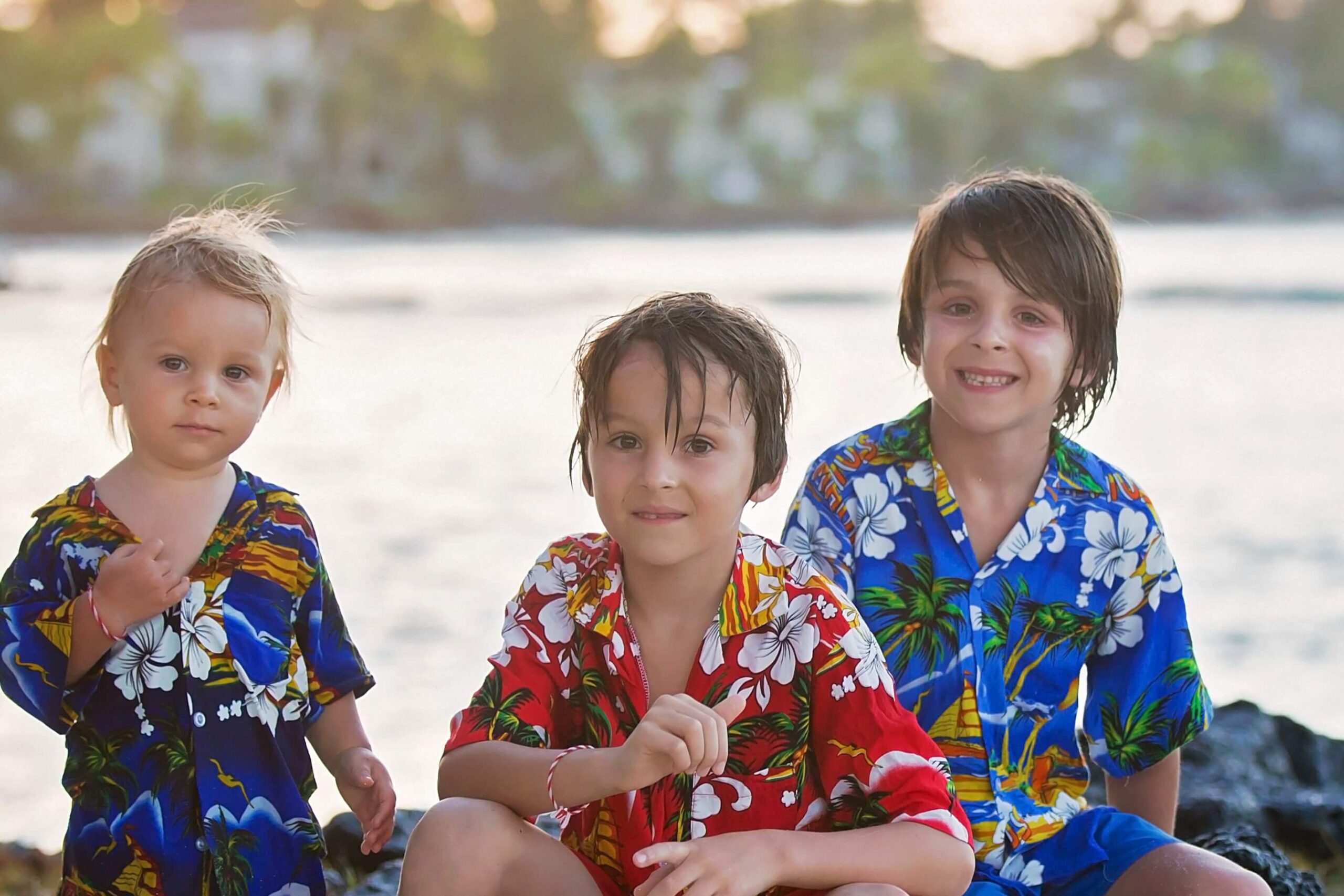 Three boys on a Family Vacation in Hawaii.